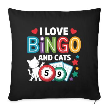 I Love Bingo And Cats - Sofa pillowcase 17,3'' x 17,3'' (45 x 45 cm) - black - Front