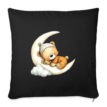 ours en peluche endormi - Housse de coussin décorative 45 x 45 cm - noir - Devant