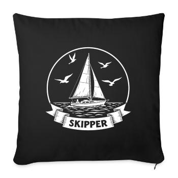 Skipper Sailboat Maritime Captain - Sofa pillowcase 17,3'' x 17,3'' (45 x 45 cm) - black - Front