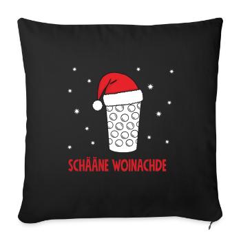 Schääne Woinachde - Verre à dubbe avec chapeau de Noël - Housse de coussin décorative 45 x 45 cm - noir - Devant