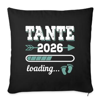 Tante 2026 Chargement Idée cadeau future tante - Housse de coussin décorative 45 x 45 cm - noir - Devant