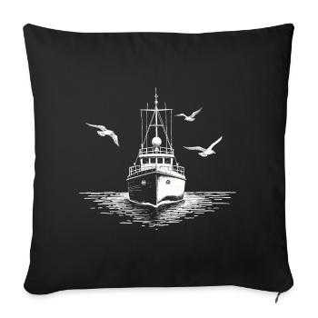 Fishing Cutter Trawler Fishing Sea - Sofa pillowcase 17,3'' x 17,3'' (45 x 45 cm) - black - Front