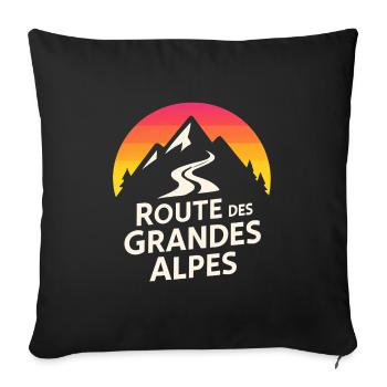 Alps Route Mountain Logo - Sofa pillowcase 17,3'' x 17,3'' (45 x 45 cm) - black - Front