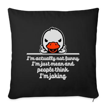 Doigt d’honneur de canard Pas drôle Les gens méchants pensent blague - Housse de coussin décorative 45 x 45 cm - noir - Devant