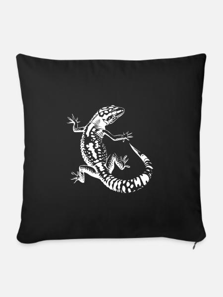 Schwarzweiß Echse Silhouette Leopardgecko - Sofakissenbezug 45 x 45 cm - Schwarz