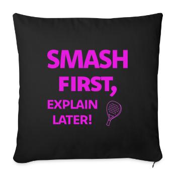 Écraser d’abord, expliquer ensuite Padelspruch - Housse de coussin décorative 45 x 45 cm - noir - Devant