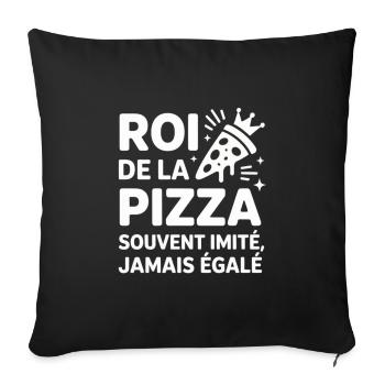 Roi de la pizza couronné - Housse de coussin décorative 45 x 45 cm - noir - Devant