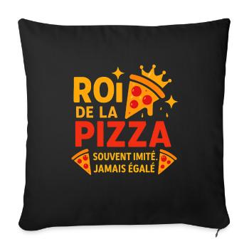 Roi de la Pizza Couronné - Housse de coussin décorative 45 x 45 cm - noir - Devant