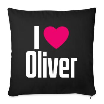 J’aime Oliver Coeur rose J’aime Oliver - Housse de coussin décorative 45 x 45 cm - noir - Devant