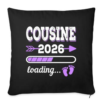 Cousin 2026 Loading Pregnancy Gift Idea - Sofa pillowcase 17,3'' x 17,3'' (45 x 45 cm) - black - Front
