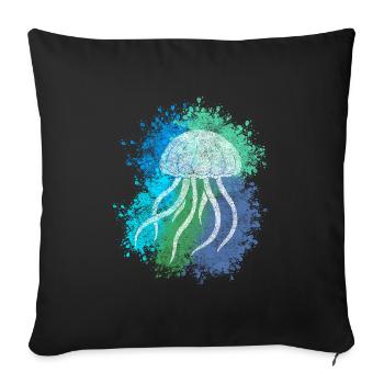 Zentangle Jellyfish - Sofa pillowcase 17,3'' x 17,3'' (45 x 45 cm) - black - Front