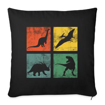 Dinosaur Dino Dinos Tyrannosaurus Triceratops - Sofa pillowcase 17,3'' x 17,3'' (45 x 45 cm) - black - Front
