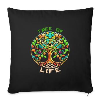 Rainbow Tree of Life Circle - Sofa pillowcase 17,3'' x 17,3'' (45 x 45 cm) - black - Front