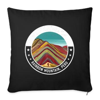 Montagne arc-en-ciel Pérou Explosion de couleurs - Housse de coussin décorative 45 x 45 cm - noir - Devant