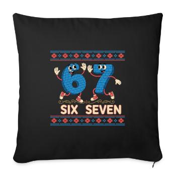 6 7 Six Sept mèmes - Housse de coussin décorative 45 x 45 cm - noir - Devant