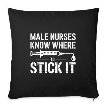 Les infirmiers savent où le coller - Housse de coussin décorative 45 x 45 cm - noir - Devant