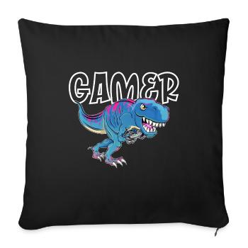 Gamer Gaming T_Rex - Sofa pillowcase 17,3'' x 17,3'' (45 x 45 cm) - black - Front