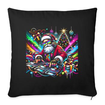 Neon Santa DJ Christmas Pulse - Sofa pillowcase 17,3'' x 17,3'' (45 x 45 cm) - black - Front