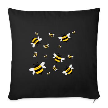 Bees in flight - bee love - Sofa pillowcase 17,3'' x 17,3'' (45 x 45 cm) - black - Front
