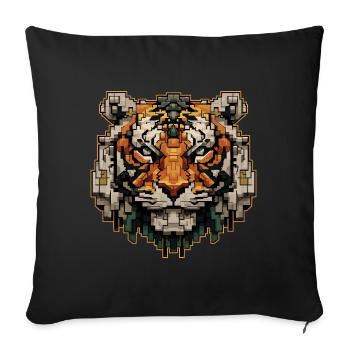 Starker Pixel-Tiger im Retro Look - Sofakissenbezug 45 x 45 cm - Schwarz - Vorne