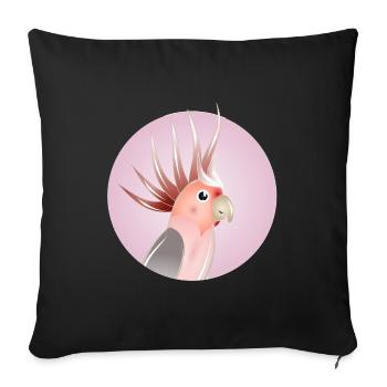 Elegant cockatoo in pastel circle - Sofa pillowcase 17,3'' x 17,3'' (45 x 45 cm) - black - Front