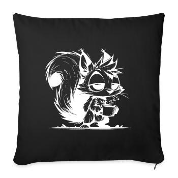 No squirrel at work without coffee - Sofa pillowcase 17,3'' x 17,3'' (45 x 45 cm) - black - Front