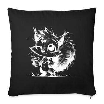 Squirrel another coffee? Always bring it on - Sofa pillowcase 17,3'' x 17,3'' (45 x 45 cm) - black - Front