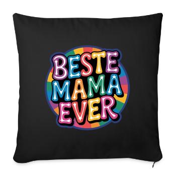 Beste Mama Ever Regenbogen Design - Sofakissenbezug 45 x 45 cm - Schwarz - Vorne