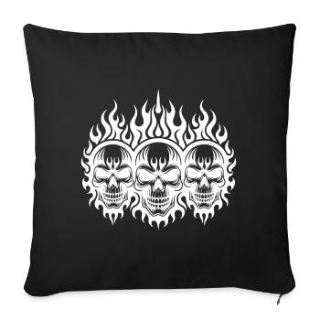 Three Fierce Skull Flames Tattoo Tribal Style - Sofa pillowcase 17,3'' x 17,3'' (45 x 45 cm) - black - Front