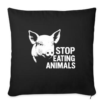 Bien-être animal | Protestation contre les cochons : arrêter de manger des animaux - Housse de coussin décorative 45 x 45 cm - noir - Devant