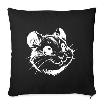 Knuffiger Hamster mit fröhlichen lebhaften Augen - Sofakissenbezug 45 x 45 cm - Schwarz - Vorne