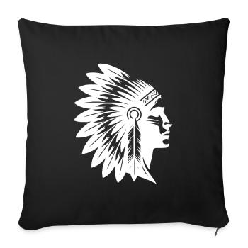 Stolzer Krieger Gesicht mit prächtigem Kopfschmuck - Sofakissenbezug 45 x 45 cm - Schwarz - Vorne