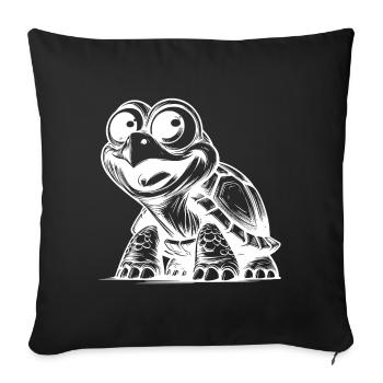 Bébés tortues aux grands yeux - Housse de coussin décorative 45 x 45 cm - noir - Devant
