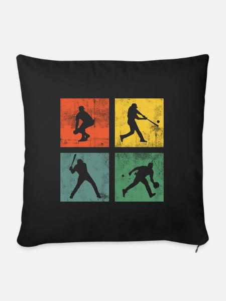 Baseball Softball Sport Retro - Sofakissenbezug 45 x 45 cm - Schwarz