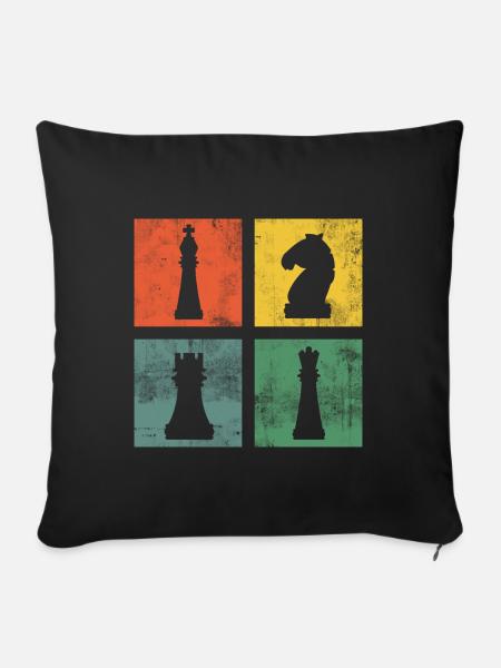 Schach Schachfigur Schachfiguren Schachspieler - Sofakissenbezug 45 x 45 cm - Schwarz