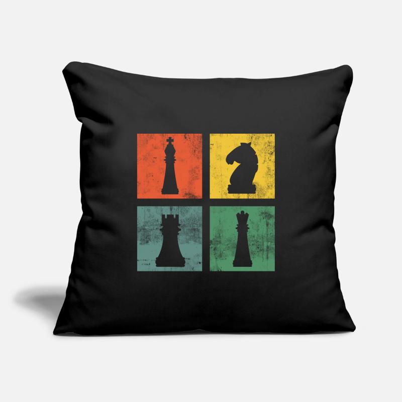 Échecs Pièces d’échecs Joueurs d’échecs Housse de coussin décorative 45 x 45 cm