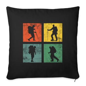 Randonnée Randonnée Montagnes Rétro - Housse de coussin décorative 45 x 45 cm - noir - Devant