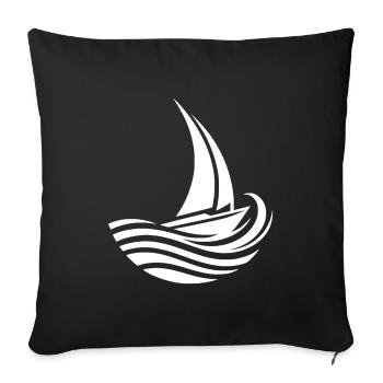 Minimalist maritime sailboat meets wave - Sofa pillowcase 17,3'' x 17,3'' (45 x 45 cm) - black - Front