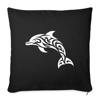 Jumping Tribal Tattoo Bottlenose dolphin dolphin - Sofa pillowcase 17,3'' x 17,3'' (45 x 45 cm) - black - Front