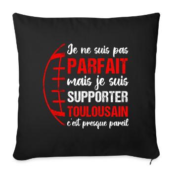 Supporter toulousain cadeau rugby Toulouse - Housse de coussin décorative 45 x 45 cm - noir - Devant