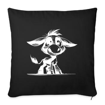 Cute Kids Donkey Funny Pencil Drawing - Sofa pillowcase 17,3'' x 17,3'' (45 x 45 cm) - black - Front