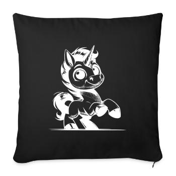 Petit bébé licorne câlin charmant - Housse de coussin décorative 45 x 45 cm - noir - Devant