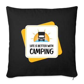 Life Is Better with Camping – Design - Sofa pillowcase 17,3'' x 17,3'' (45 x 45 cm) - black - Front