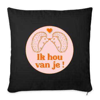 Je t’aime - Hérissons - Housse de coussin décorative 45 x 45 cm - noir - Devant