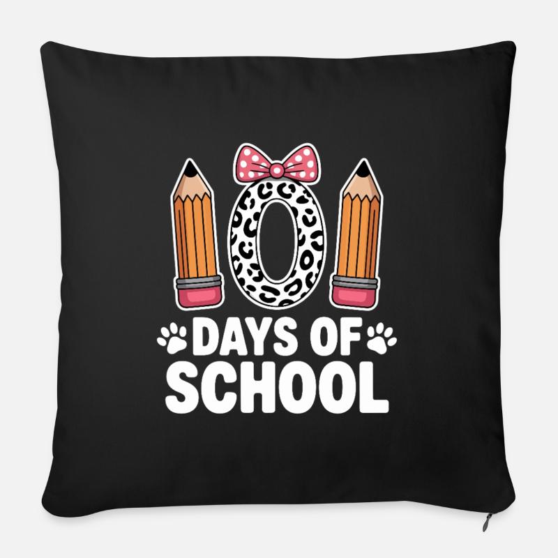 Léopard Pencil Retour à l’école - Housse de coussin décorative 45 x 45 cm - noir