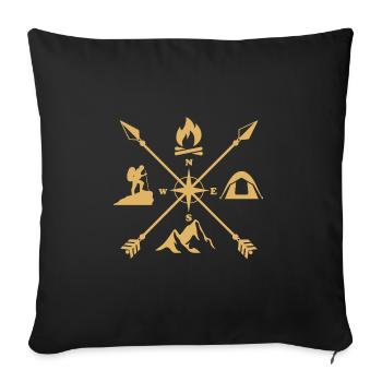 Montagnes et boussole pour la randonnée - Housse de coussin décorative 45 x 45 cm - noir - Devant