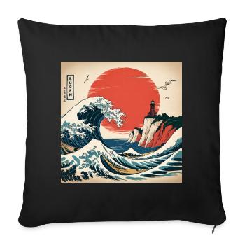 Style japonais de la mer Baltique de Rügen - Housse de coussin décorative 45 x 45 cm - noir - Devant