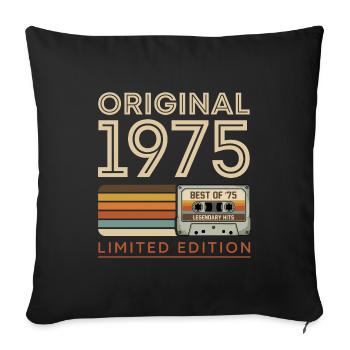Original 1975 Vintage Vintage Anniversaire Rétro - Housse de coussin décorative 45 x 45 cm - noir - Devant