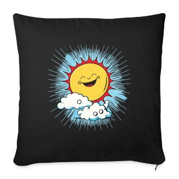Soleil souriant au-dessus des nuages - Housse de coussin décorative 45 x 45 cm - noir - Devant