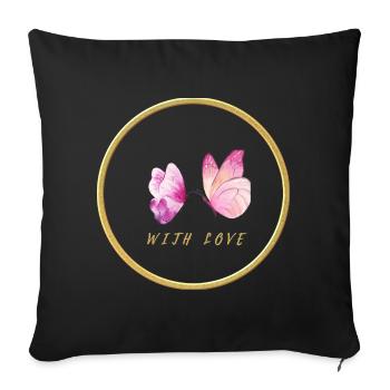 Papillons roses avec amour - avec amour - Housse de coussin décorative 45 x 45 cm - noir - Devant
